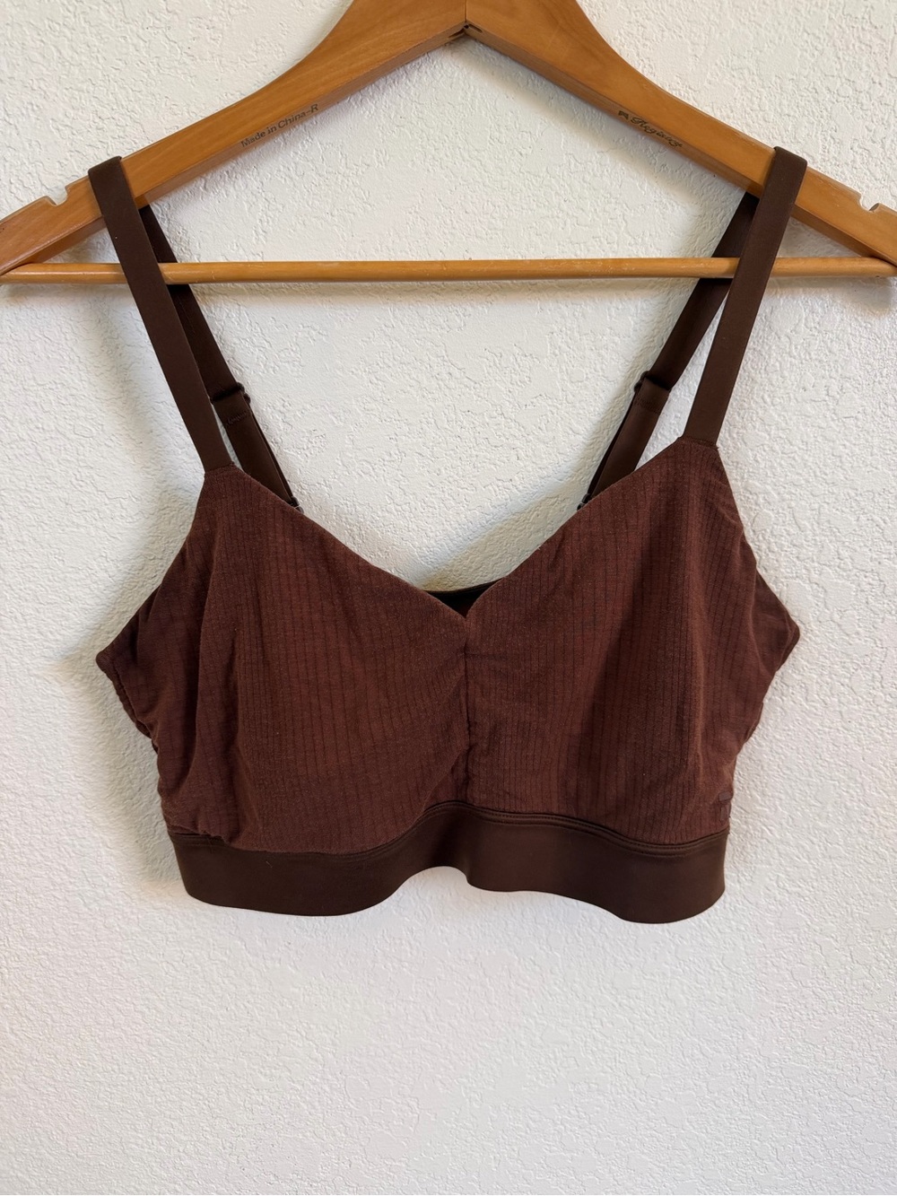 Tommy John Chocolate Ribbed Triangle Bralette